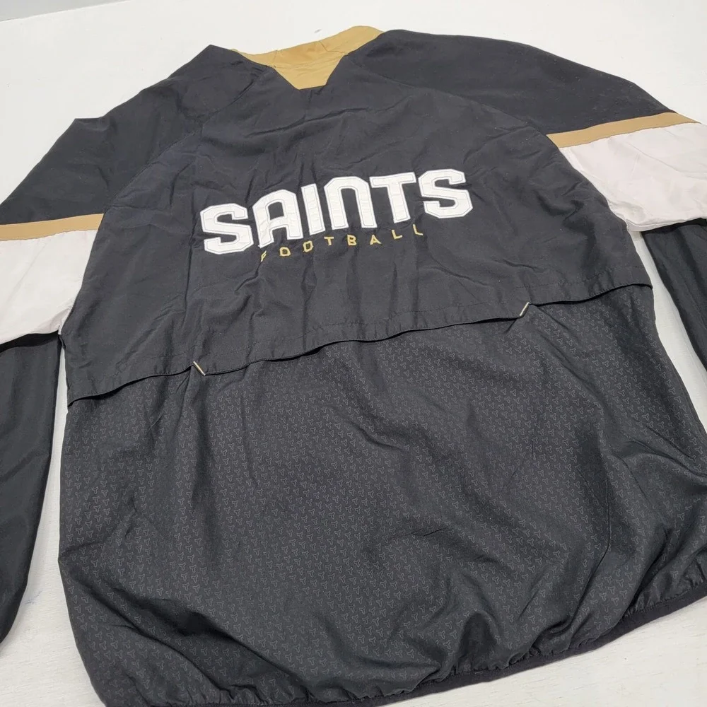 REEBOK New Orleans Saints NFL 1/4 Zip Pullover Windbreaker Youth XL Side Zip EUC